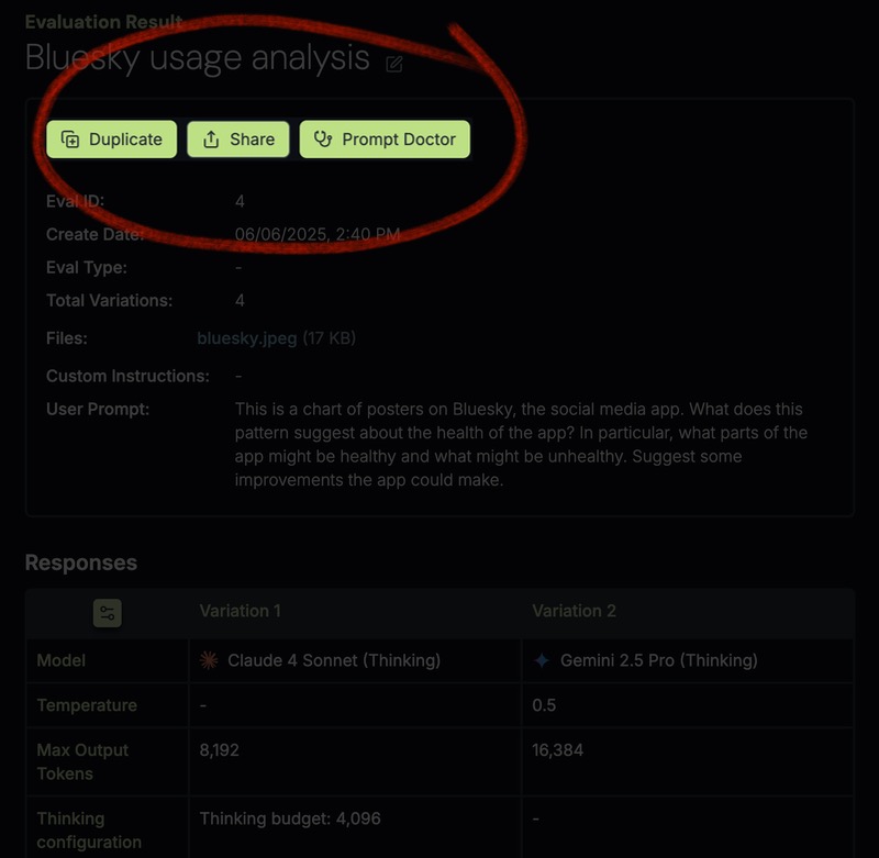 Share and Prompt Doctor features